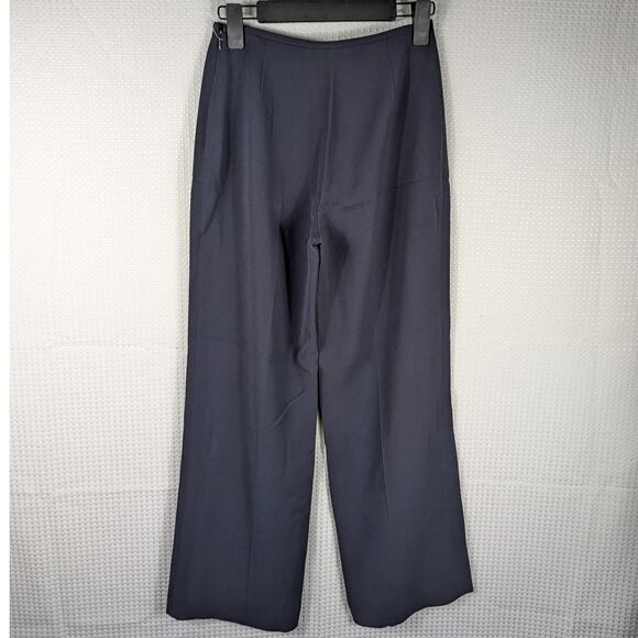 Petite Sophisticate Pants 2P Womens Navy Blue Wide Leg Dress Lined Acetate - Picture 2 of 4